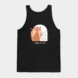 Aquarius Zodiac Cat Modern Astrology Horoscope Kitty Tank Top